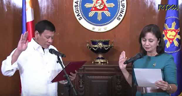 Watch: VP Leni Robredo sworn into office by President Duterte
