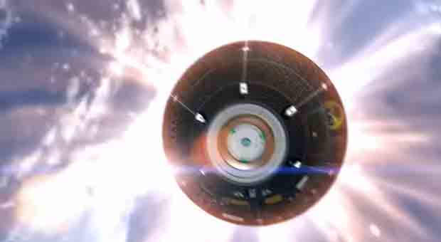 Going home: the Orion spacecraft on its route back to Earth, a screengrab from the movie as presented by NASA.